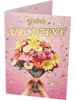 karta urodzinowa kwiatowa z cekinami  ur-066