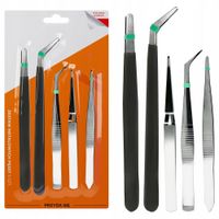 5x PĘSETA PĘSETY METALOWE PRECYZYJNE ANTYPOŚLIZGOWE NARZĘDZIA ZESTAW 5SZT