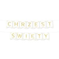 Baner Chrzest Święty biało złoty, 160 cm