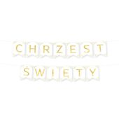 Baner Chrzest Święty biało złoty, 160 cm