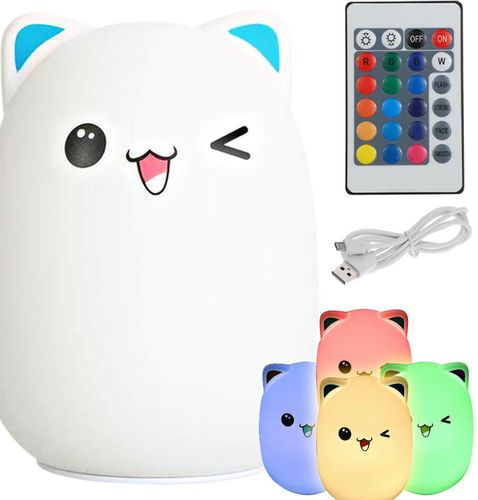 LAMPKA NOCNA KOTEK DLA DZIECI RQB ŁADOWANA AKU BIAŁA na Arena.pl