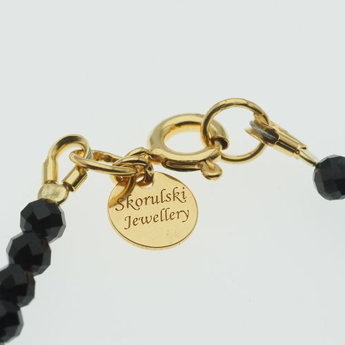 Bransoletka - cięty Turmalin czarny. Hematyt i srebro złocone 19 cm na Arena.pl