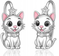 Kolczyki srebrne kot kotki dla dziewczynki angielskie srebro 925 oryginalne