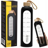 BUTELKA SZKLANA NA WODĘ BIDON MOTYWACYJNA SZCZELNA SILIKONOWE ETUI 4FIZJO