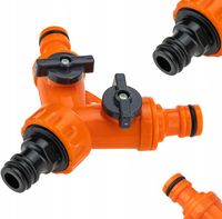 Rozdzielacz na wąż ogrodowy z 2 zaworami VERGIONIC trójnik do węża, do wody