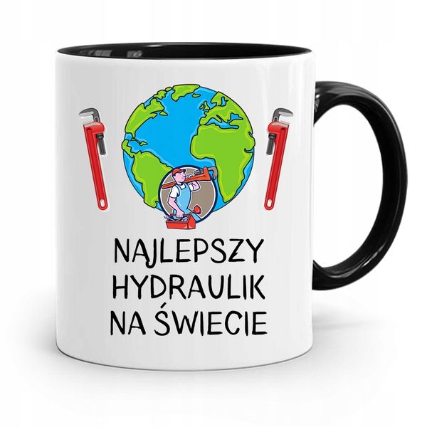Kubek Czarny Prezent Dla Hydraulika Najlepszy Z Nadrukiem Ze Zdjęciem zdjęcie 1