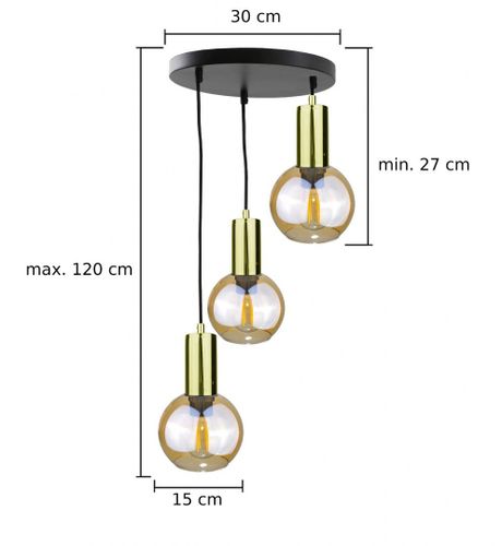 Lampa wisząca 3xE27 JANTAR GOLD na Arena.pl