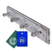 Szary Wieszak John Paddle z 4 Haczykami z Litego Drewna Sosnowego w stylu antycznego loftu industrialnego Uniwersalny