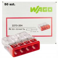 50x WAGO SZYBKOZŁĄCZKA ZŁĄCZKA 4x0,5-2,5 2273-204