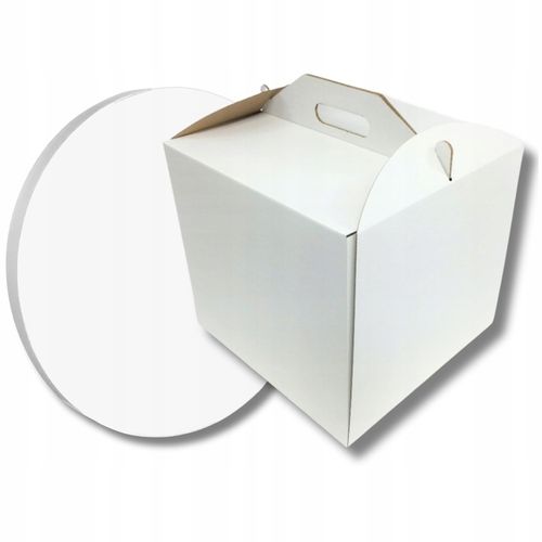 Pudełko na tort 30x30x28cm + Podkład 30 cm styrodurowy biały na Arena.pl