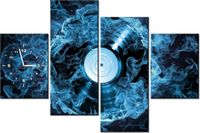 120CM 80CM ZEGAR 4 ELEM PŁYTA WINYLOWA BŁĘKICIE OBRAZ ŚCIENNY