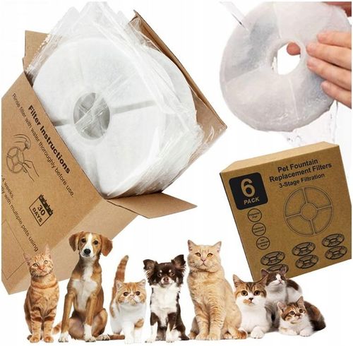 ZESTAW WYMIENNY FILTRÓW FILTR DO FONTANNY POIDŁA POIDEŁKA KOTA PSA 6 SZTUK na Arena.pl