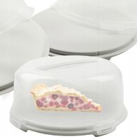 POJEMNIK NA CIASTO OKRĄGŁY 34x15cm KOLOR ECRU Z UCHWYTEM