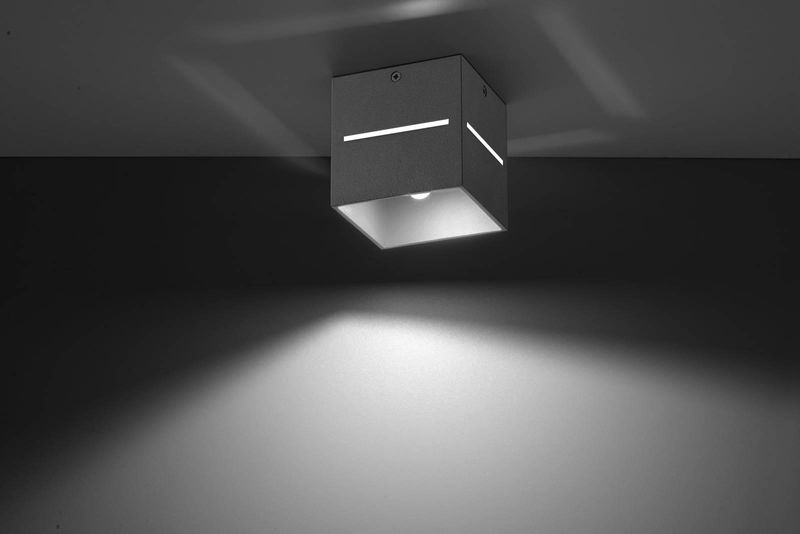 Plafon LAMPA sufitowa SL.0208 kwadratowa OPRAWA metalowa kostka cube szara zdjęcie 2