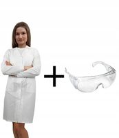 Zestaw laboratoryjny medyczny damski fartuch + okulary roz. L