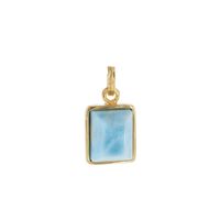 Zawieszka - larimar prostokąt w srebrze złoconym