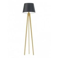 Lampa podłogowa CURACAO abażur czarny stelaż dębowy