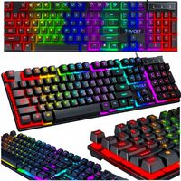 KLAWIATURA GAMINGOWA USB PODŚWIETLANA DLA GRACZY RGB LED MEMBRANOWA DO PC