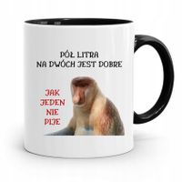 Kubek Czarny Nosacz Janusz Pół Litra Na Dwóch Z Nadrukiem Ze Zdjęciem