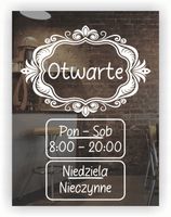 Naklejka zapraszamy godziny otwarcia na witrynę drzwi szybę36x45 cm