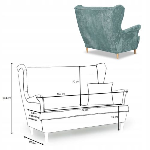 Zestaw wypoczynkowy uszak Bonito sofa fotele pufy Family Meble j. zielony na Arena.pl