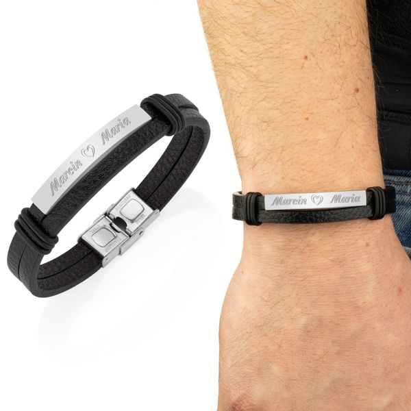 BRANSOLETKA MĘSKA PREZENT DLA NIEGO GRAWER STAL zdjęcie 2