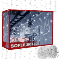 Kurtyna świetlna 300 led biała zimna 10m łączona lampki choinkowe girlanda — Biały zimny