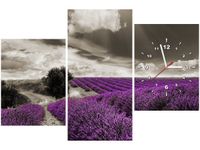 60CM 90 ZEGAR 3 ELEM LAWENDOWY WIDOK ŚCIENNY