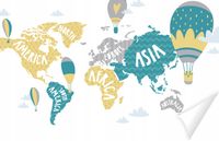 Fototapeta PREMIUM STRUKTURA ZMYWALANA tapeta dla dzieci mapa świata