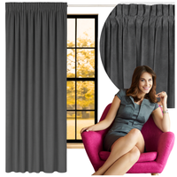 Zasłona welurowa 140x250cm na taśmie szara zacieniająca welur velvet grafit