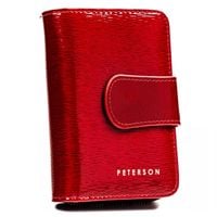 PETERSON portfel damski skórzany elegancki lakierowany P196 czerwony
