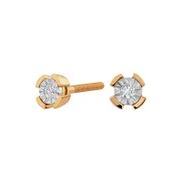kolczyki wkrętki z żółtego złota z diamentami