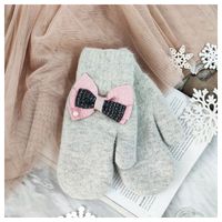 rękawiczki cute kokardki szare rek133