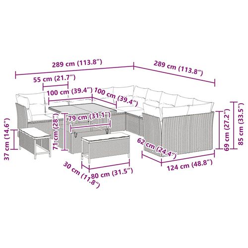 Zestaw Sof na Ogród 13 pcs Czarny polirattan na Arena.pl