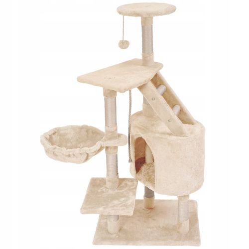 DRAPAK DLA KOTA WIEŻA LEGOWISKO DOMEK Z ZABAWKAMI BEŻOWY DUŻY XXL 120 cm na Arena.pl