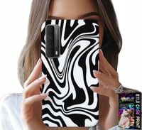 ETUI DO HUAWEI P SMART 2021 - CZARNO BIAŁA ABSTRAKCJA + SZKŁO HART
