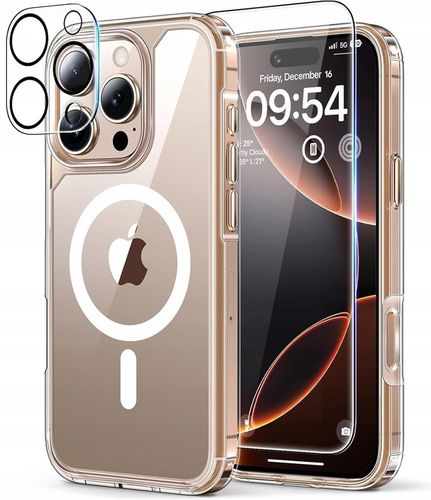 Etui Do iPhone 16 Pro +Szkło 9H WZMACNIANE 360° do MAGSAFE CLEAR CASE na Arena.pl