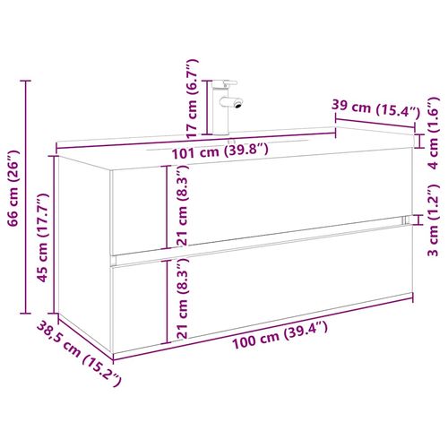 Szafka pod umywalkę z wbudowaną umywalką i baterią Stare drewno na Arena.pl