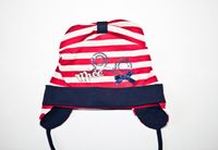 BROEL Heidi czapka myszka wiązana w paski beż-czerwona 42-44