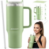 Termos próżniowy kubek ze słomką 1180 ml Berdsen zielony