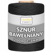 Sznurek do makramy bawełniany 3mm 200m czarny