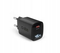 Ładowarka sieciowa uniwersalna SBS WALL GaN 45W LCD USB-C Czarna
