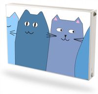 Mata magnetyczna ozdobna na grzejnik na wymiar NIEBIESKIE KOTY 60x100 cm