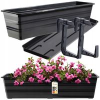 SKRZYNKA BALKONOWA 60 cm DONICZKA DONICA NA KWIATY PODSTAWKA UCHWYTY BALKON