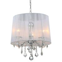 LAMPA wisząca CORNELIA MDM-2572/3 W Italux glamour OPRAWA abażurowa ZWIS z kryształkami organza mgiełka biała