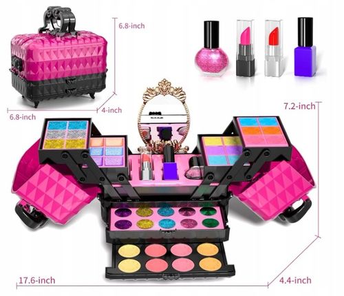 ZESTAW KUFEREK KOSMETYKÓW DO MAKIJAŻU I PAZNOKCI DLA DZIECI PREZENT 52PCS na Arena.pl