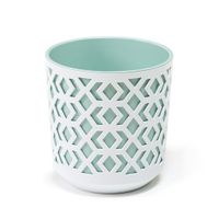 Doniczka okrągła AZTEK 290 biała | Miętowy, Kształt Okrągły, Wymiary 29x32 cm, Kolor Miętowy, Lamela