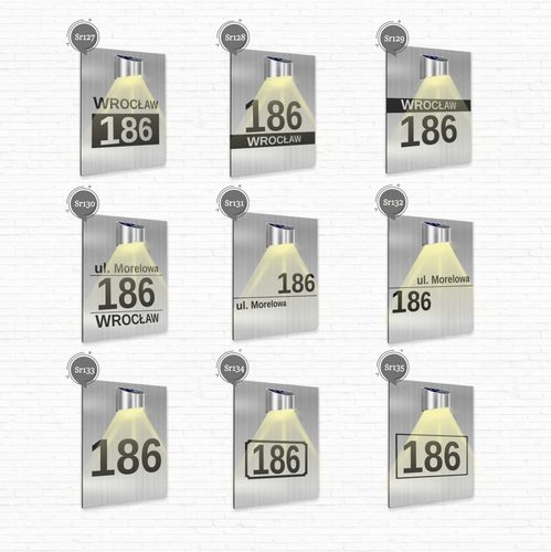 duża TABLICZKA ADRESOWA dibond srebrna adres strzałka 40x30 lampka solarna na Arena.pl