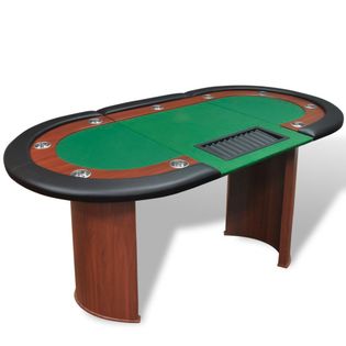 Stół Do Pokera Dla 10 Graczy Z Tacą Na Żetony, Zielony