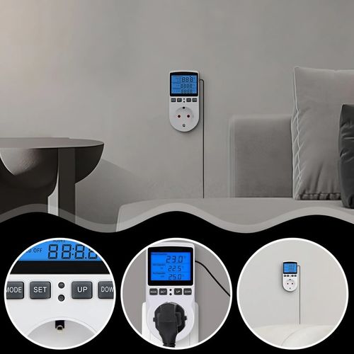 TERMOSTAT ELEKTRONICZNY REGULATOR TEMPERATURY GNIAZDO SIECI 230V max. 3680W na Arena.pl